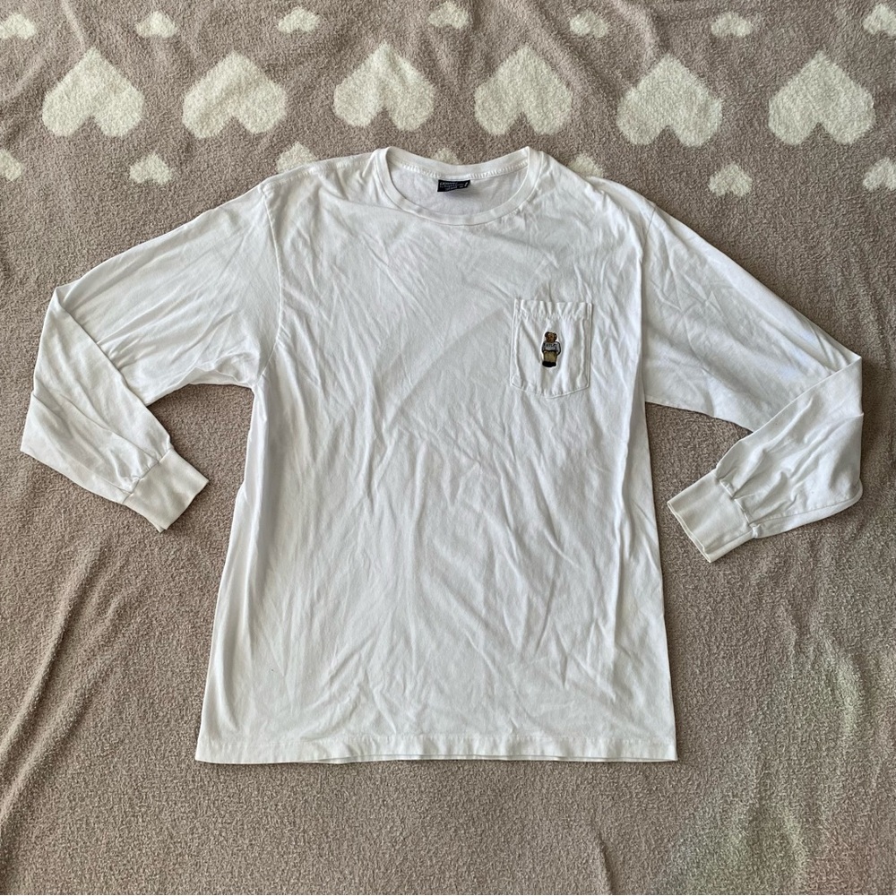 Vintage Polo by Ralph Lauren Medium White Long Sleeve Bear embroidered Men Shirt